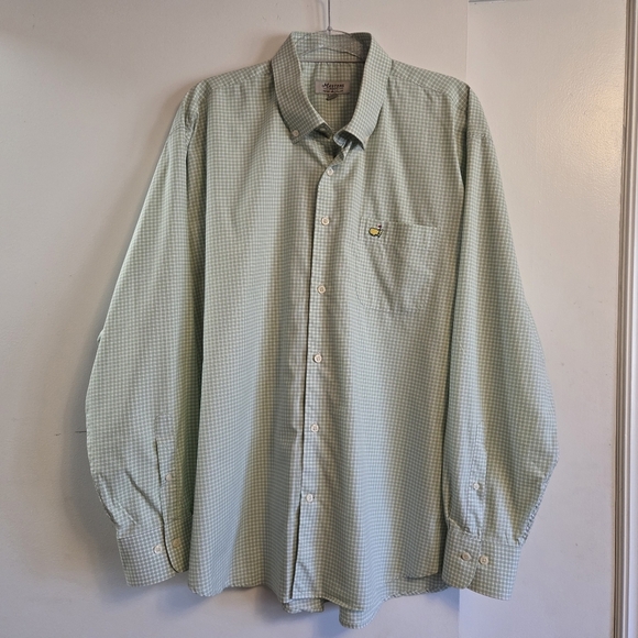 Peter Millar Other - PETER MILLAR MASTERS Golf Mens Button Front Dress Shirt Green/White Check XXL